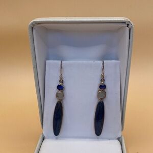Elegant Blue and 925 Silver Drop Earrings